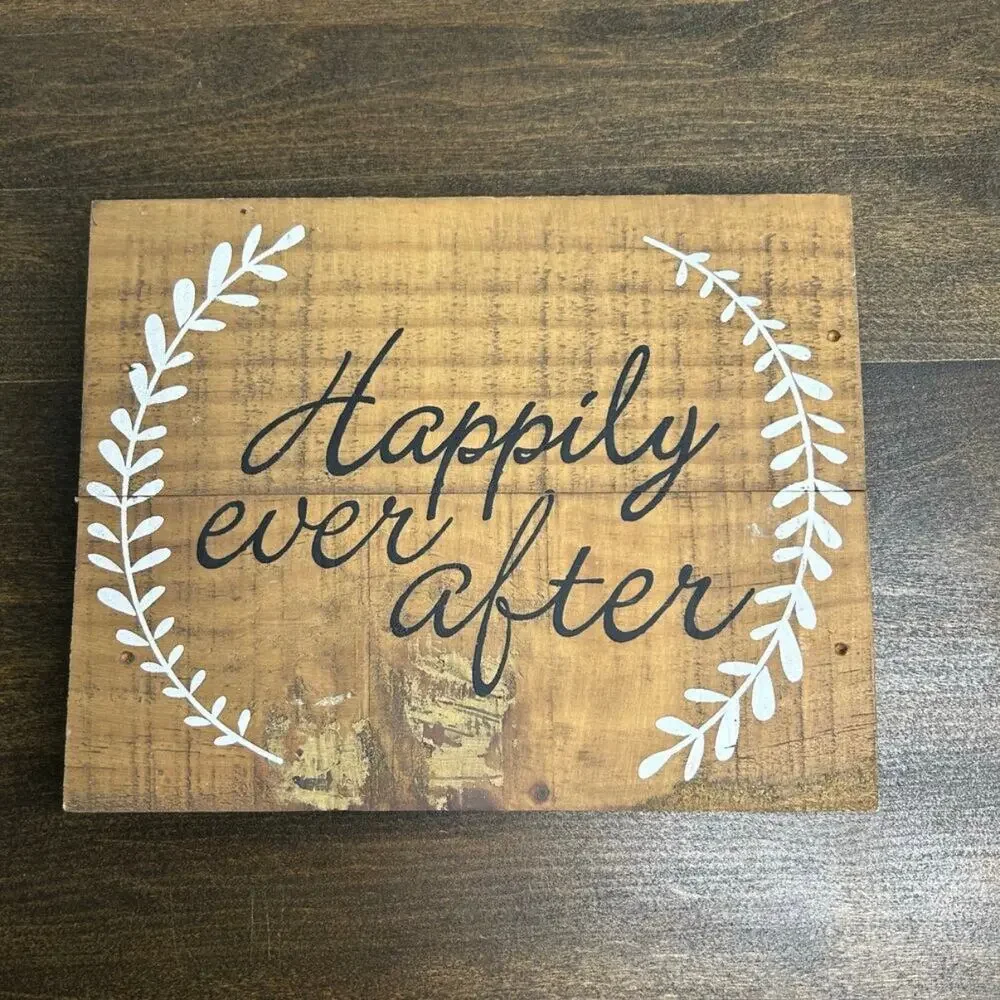 Rustic Wedding Decor Wooden Sign Plaque Happily Ever After Shabby Chic 9